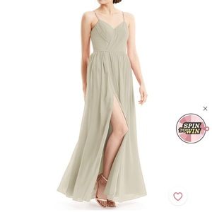 Azazie Cora full length bridesmaid dress in Taupe